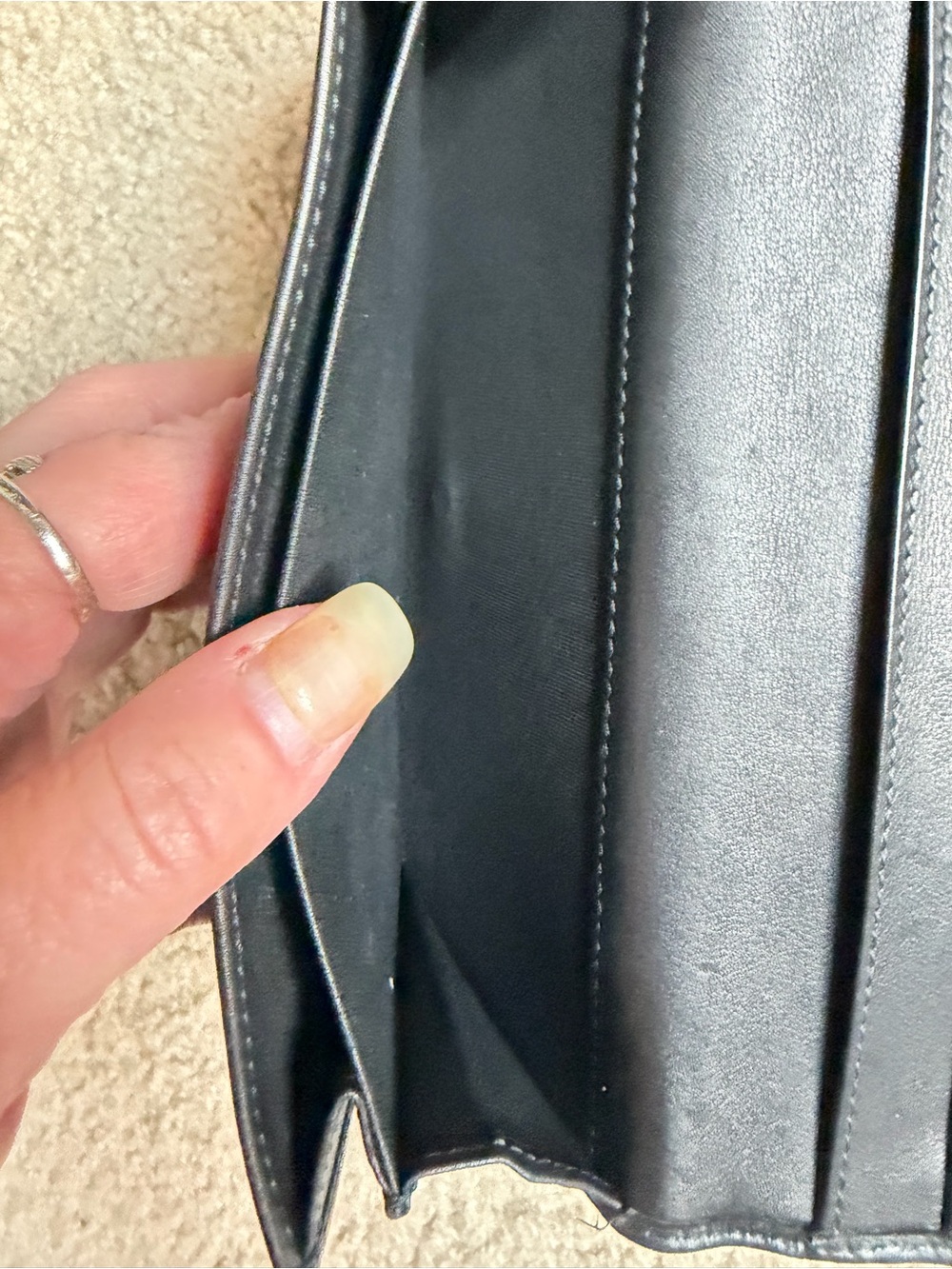 Gucci Black GG Embossed Leather Long Wallet w/Unbranded Gold Chain to use as WOC - Picture 8 of 11